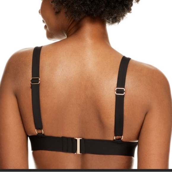 NWT Anne Cole Live in Color Triangular Bikini top size D black gold plus size - Picture 2 of 6